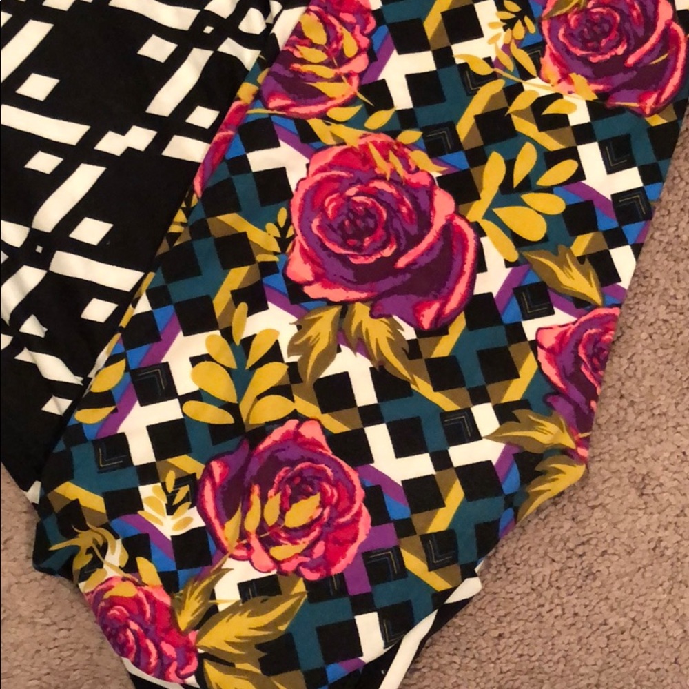 NWOT lularoe leggings...Roses/lattice unicorns!!